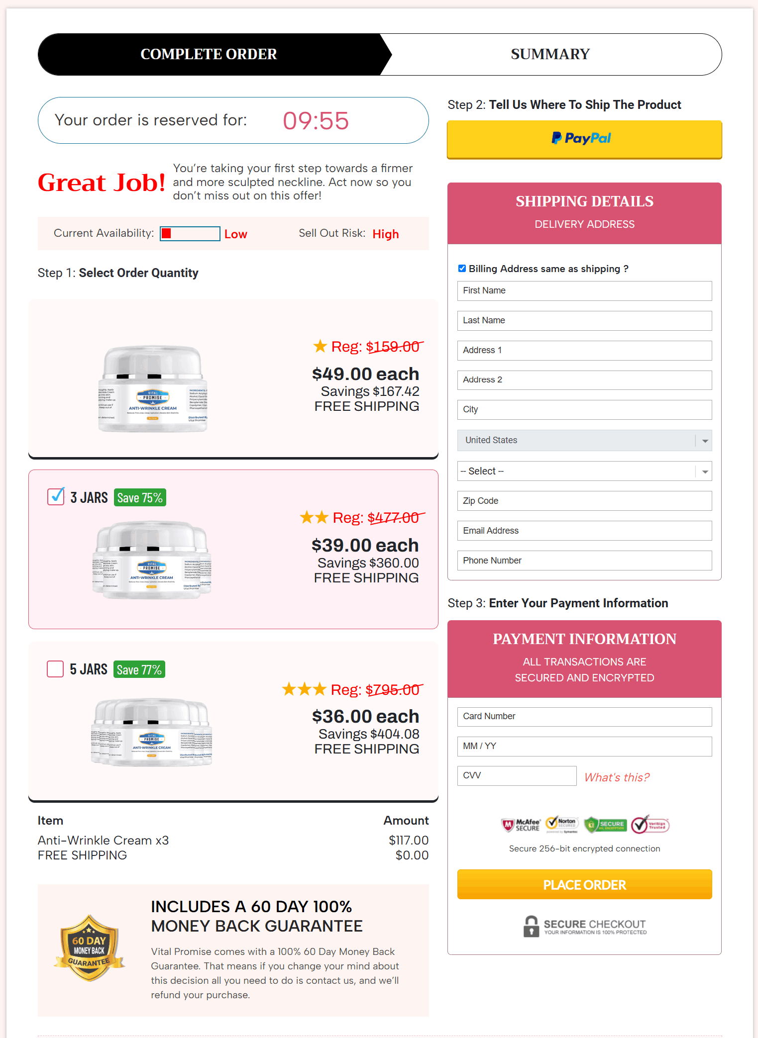 Vital Promise Secure Checkout Page